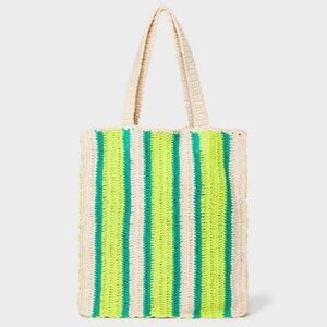 NEW- Universal Thread Crochet Striped Beach Bag Tote